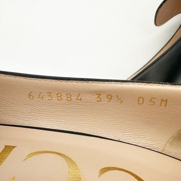 GUCCI Black Baby Bit Horsebit Square Toe Pump Size 39.5 Leather Block Heel - Picture 11 of 12